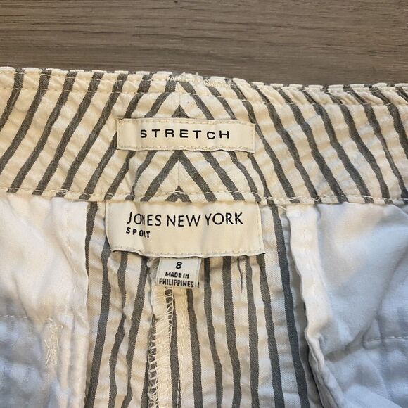 Jones New York Cropped Pants ~ Sz 8 ~ White ~ High Rise ~ 23" Inseam ~ Striped - Picture 5 of 6